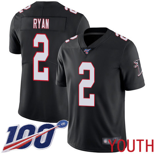 Atlanta Falcons Limited Black Youth Matt Ryan Alternate Jersey NFL Football #2 100th Season Vapor Untouchable
